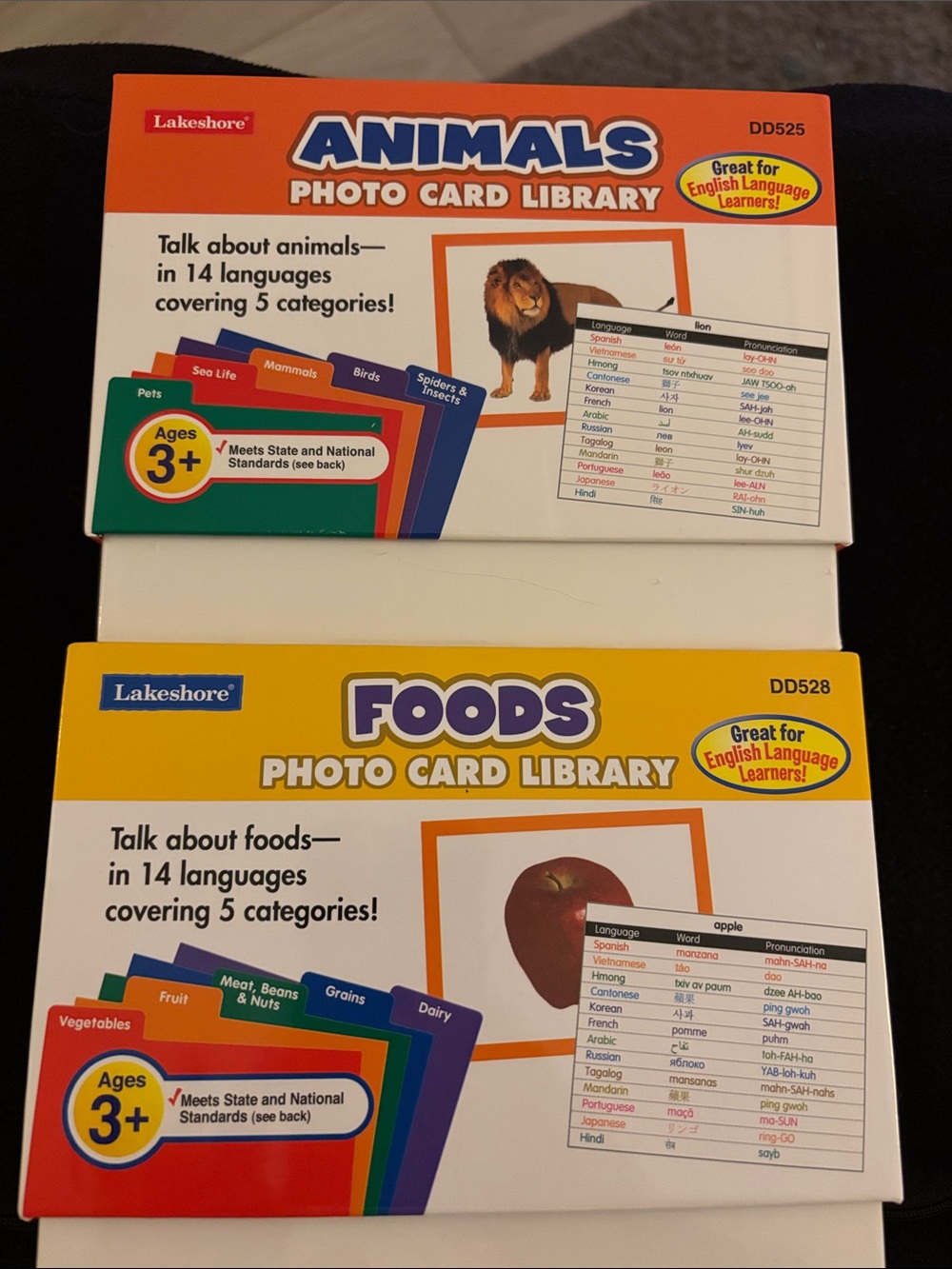 Lakeshore Learning Photo Card Library Bundle – Animals + Foods (Set of 2)